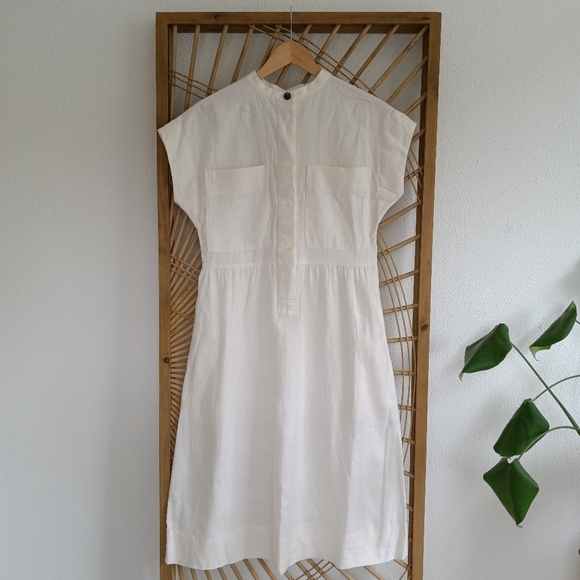 Everlane The Craft Button Front Linen Dress White Cream / Size XXS - Picture 1 of 17